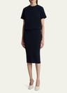 callas draped short-sleeve midi dress