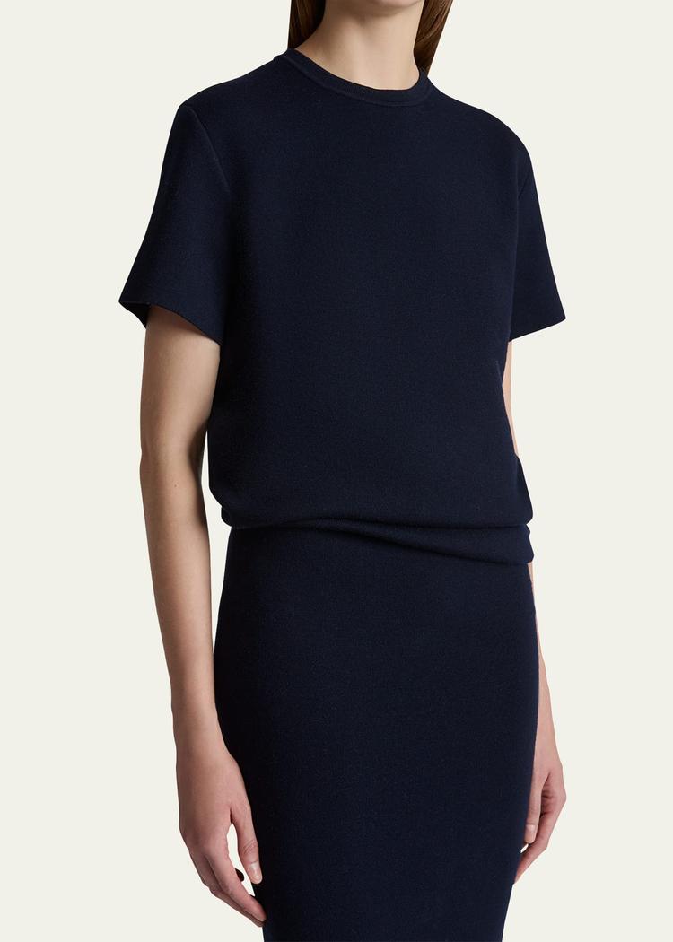 callas draped short-sleeve midi dress