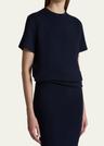 callas draped short-sleeve midi dress