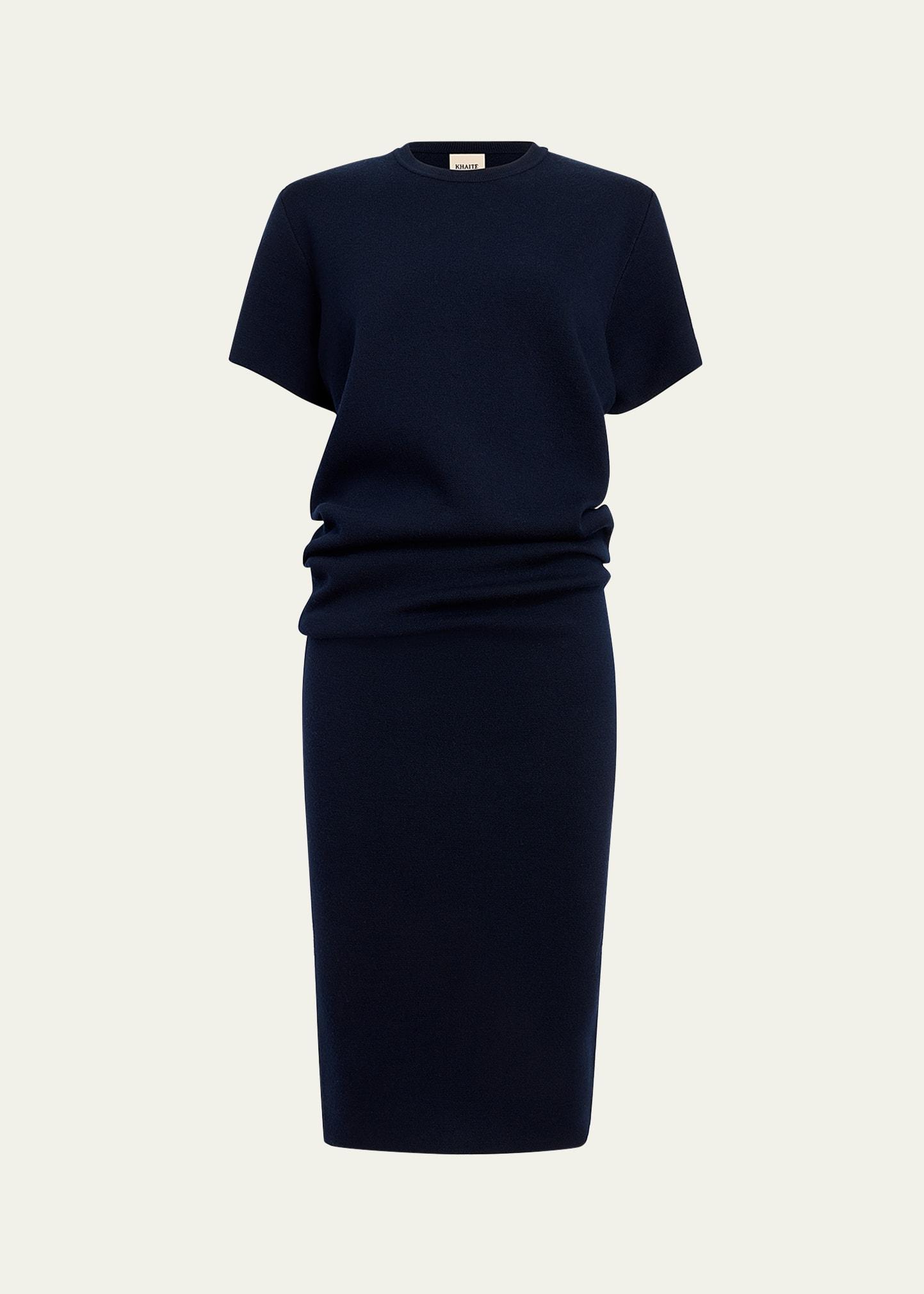 callas draped short-sleeve midi dress