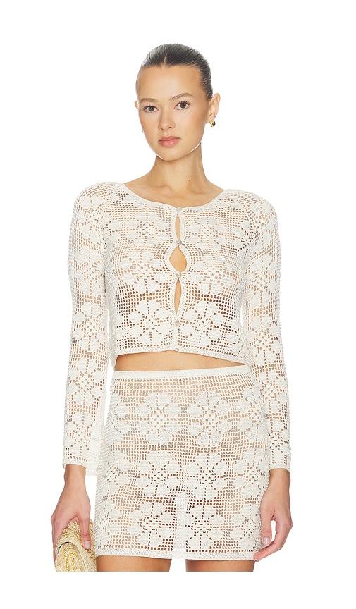 calle del mar daisy chain crochet cardigan in cream.