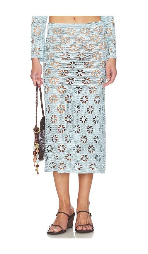 calle del mar floral crochet skirt in baby blue.