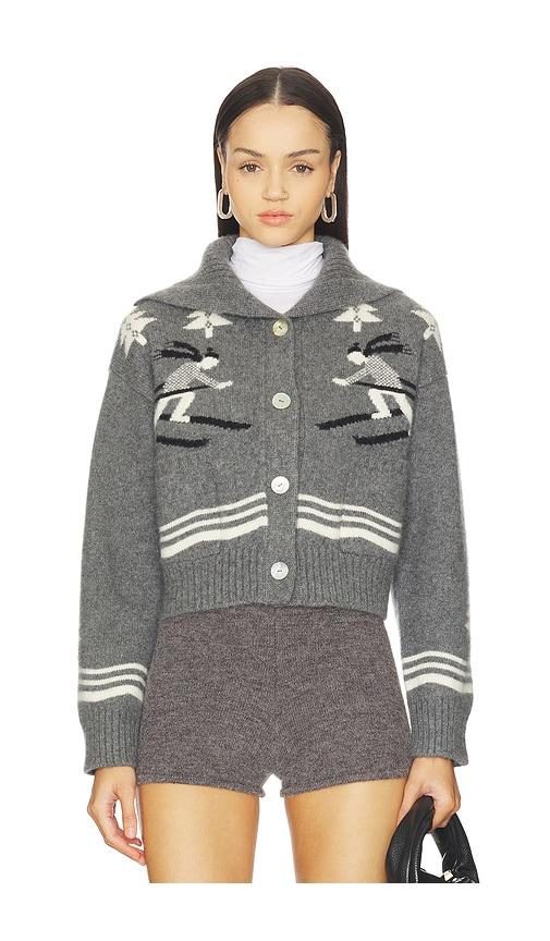 calle del mar ski cardigan in grey.