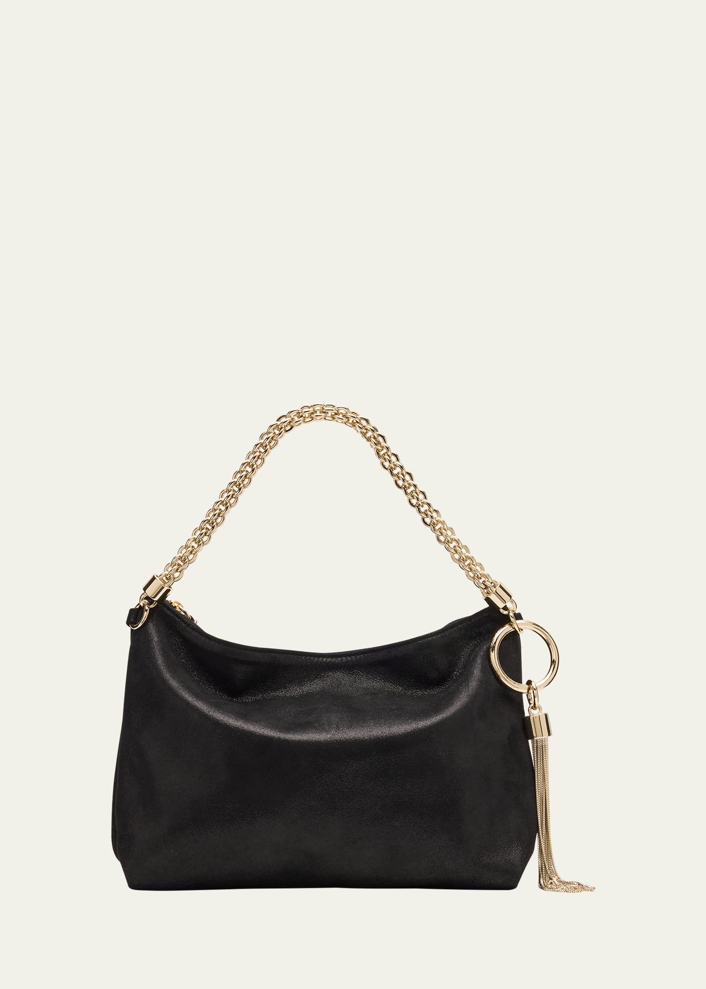 callie shimmer suede shoulder bag