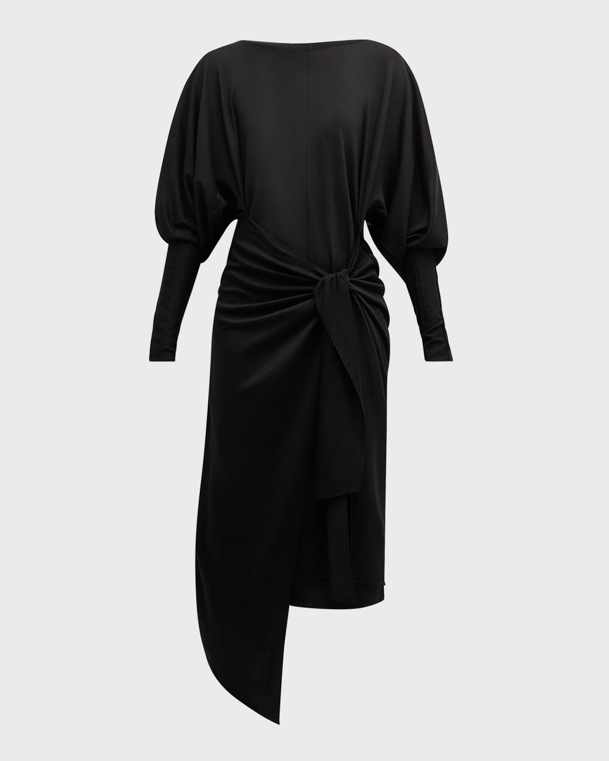 calliope draped asymmetric wool dress