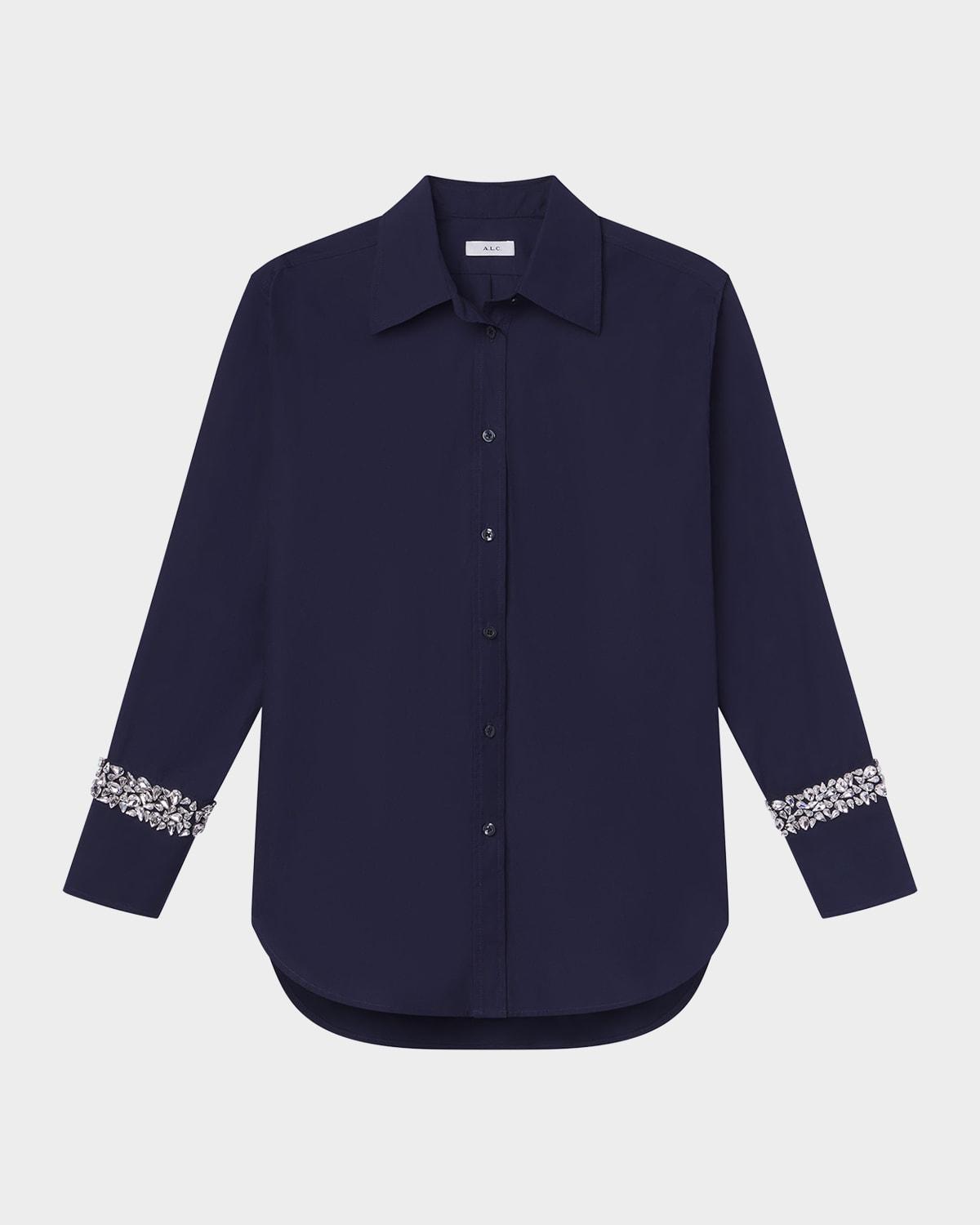 calvin embellished button-front top