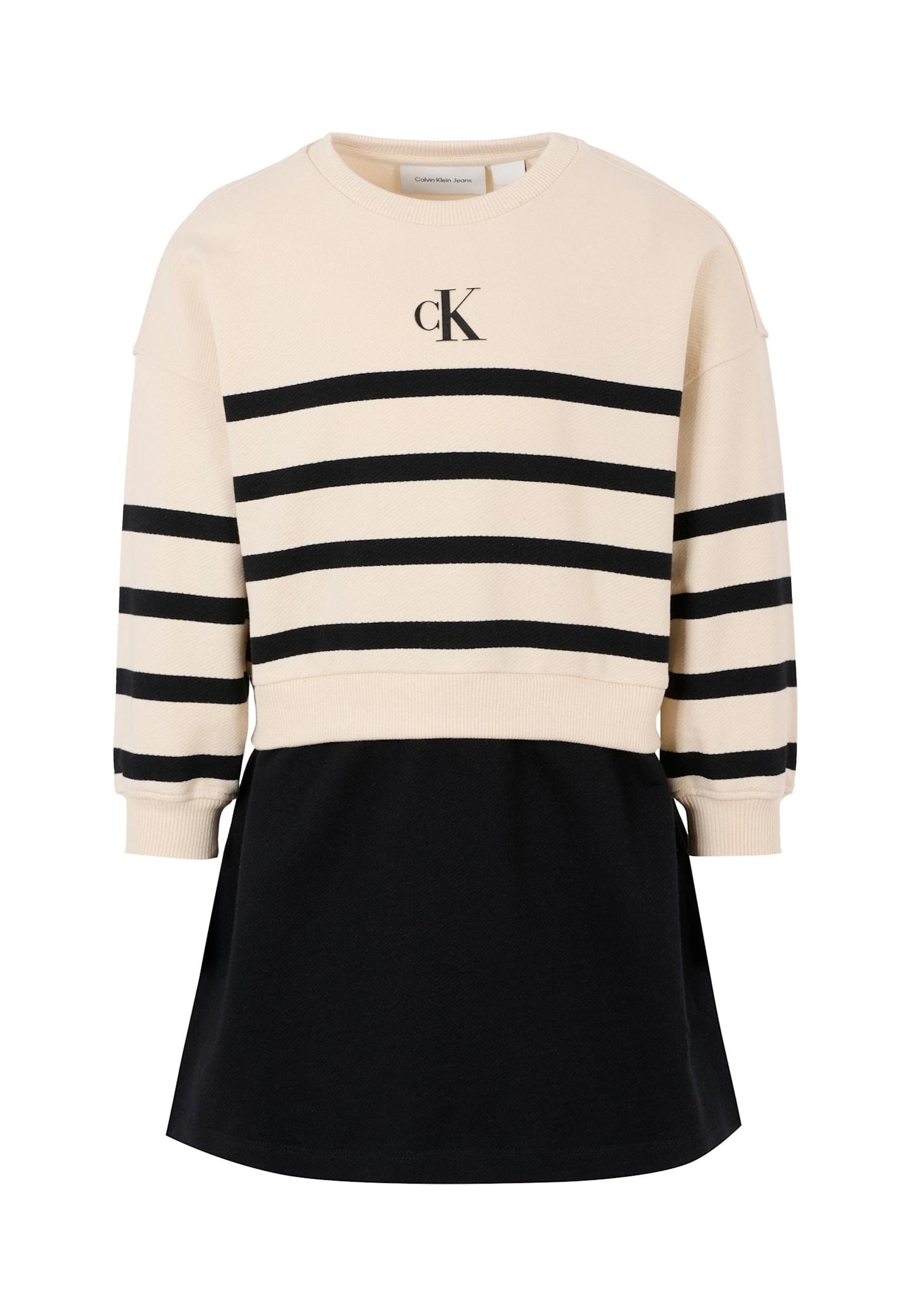 calvin klein beige dress for girl with black logo