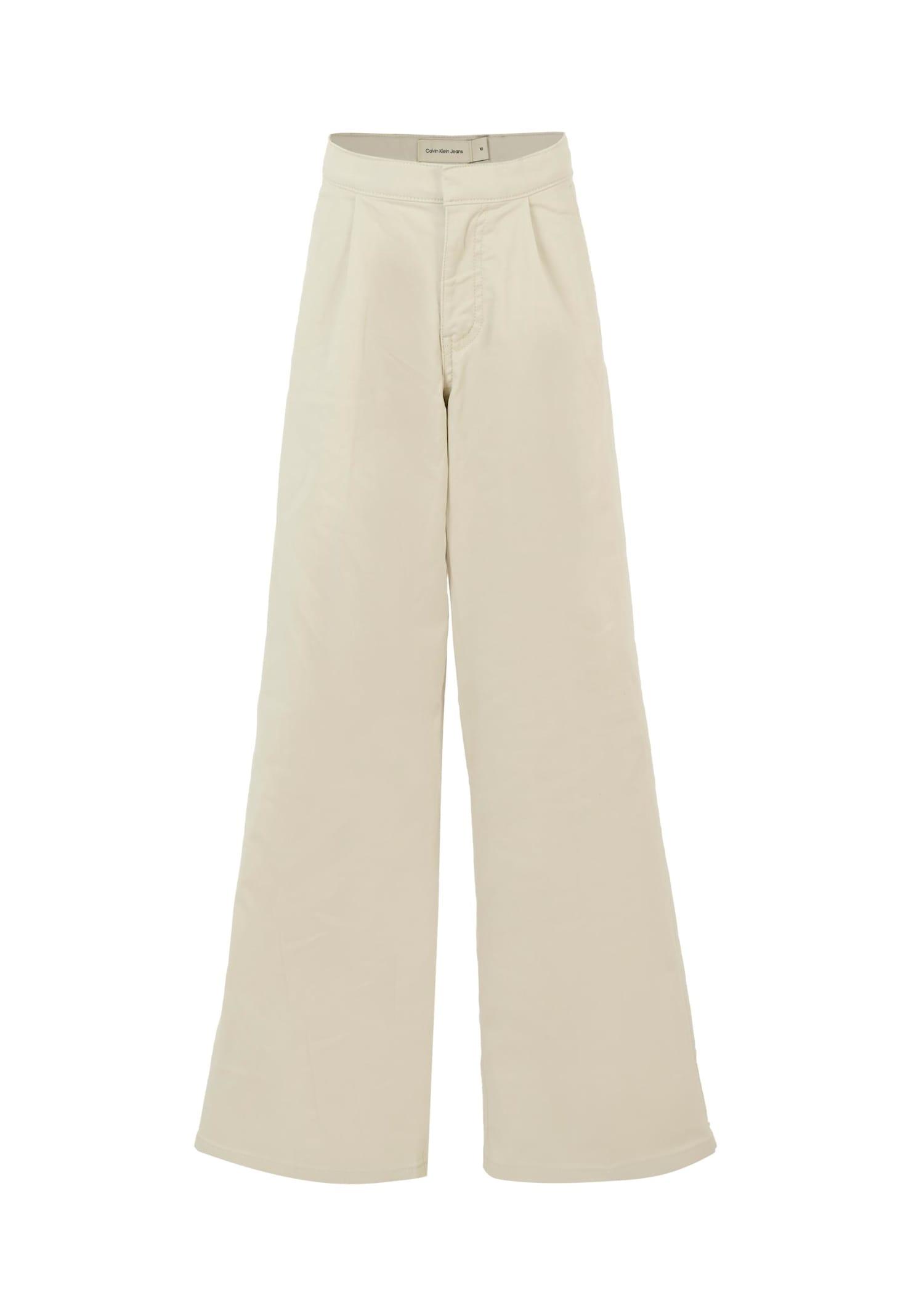 calvin klein beige trousers for girl with logo