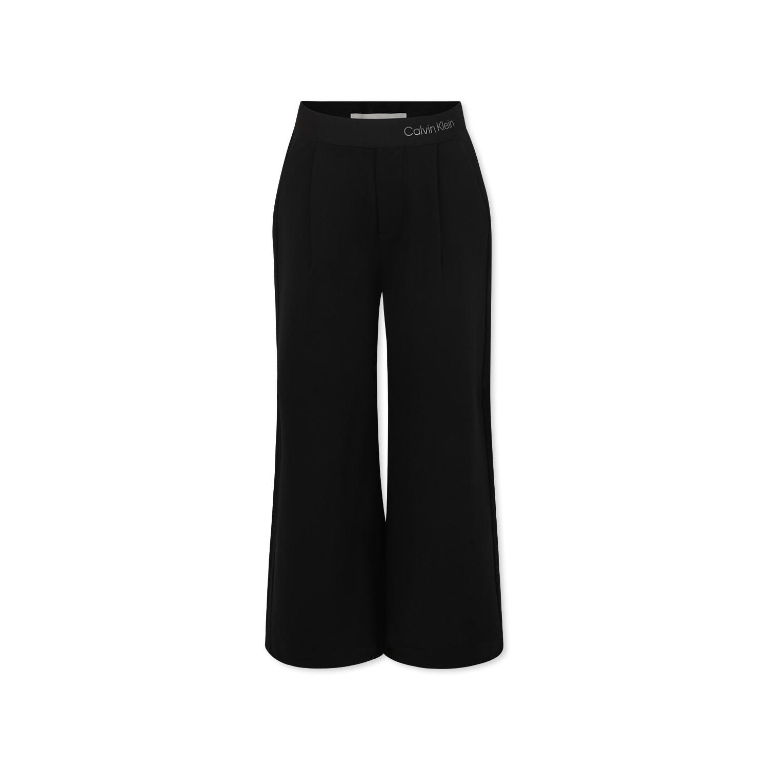 calvin klein black trousers for girl with logo