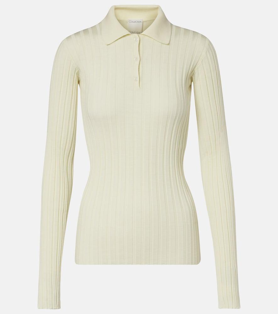 calvin klein collection amber wool polo sweater