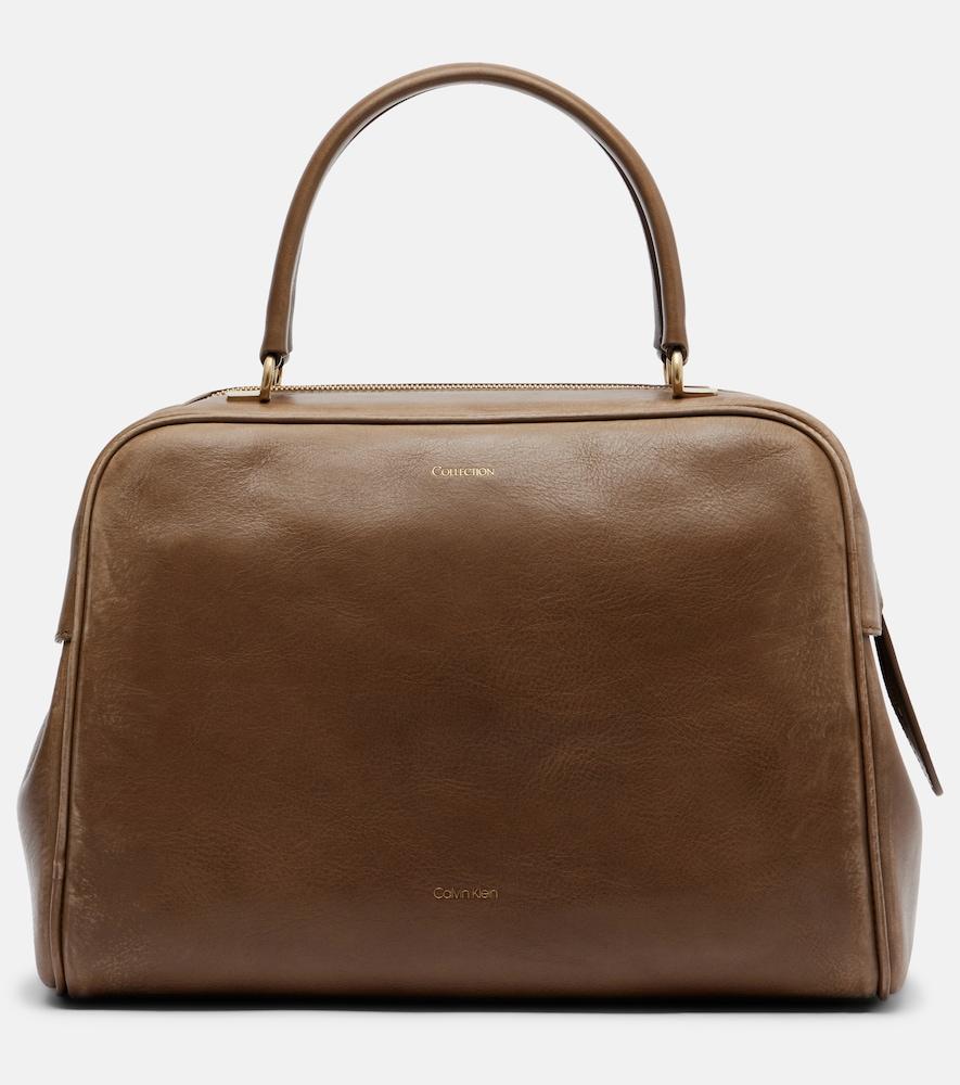 calvin klein collection america medium leather bowling bag