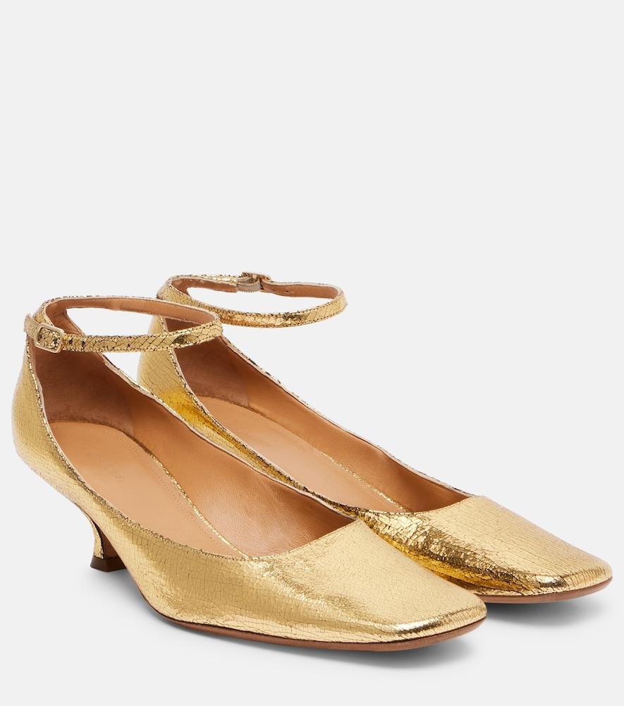 calvin klein collection anna metallic leather pumps