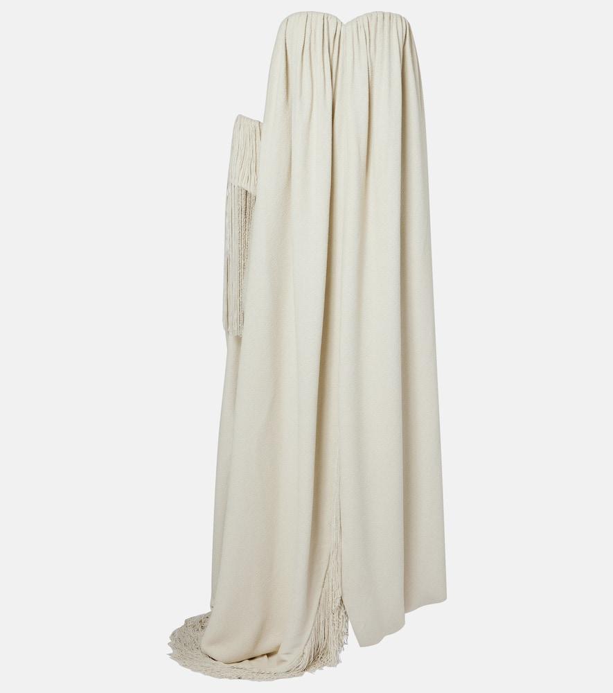 calvin klein collection vicky fringed gathered gown
