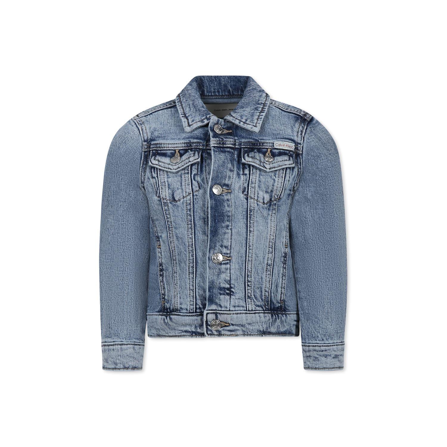 calvin klein denim jacket for girl with logo