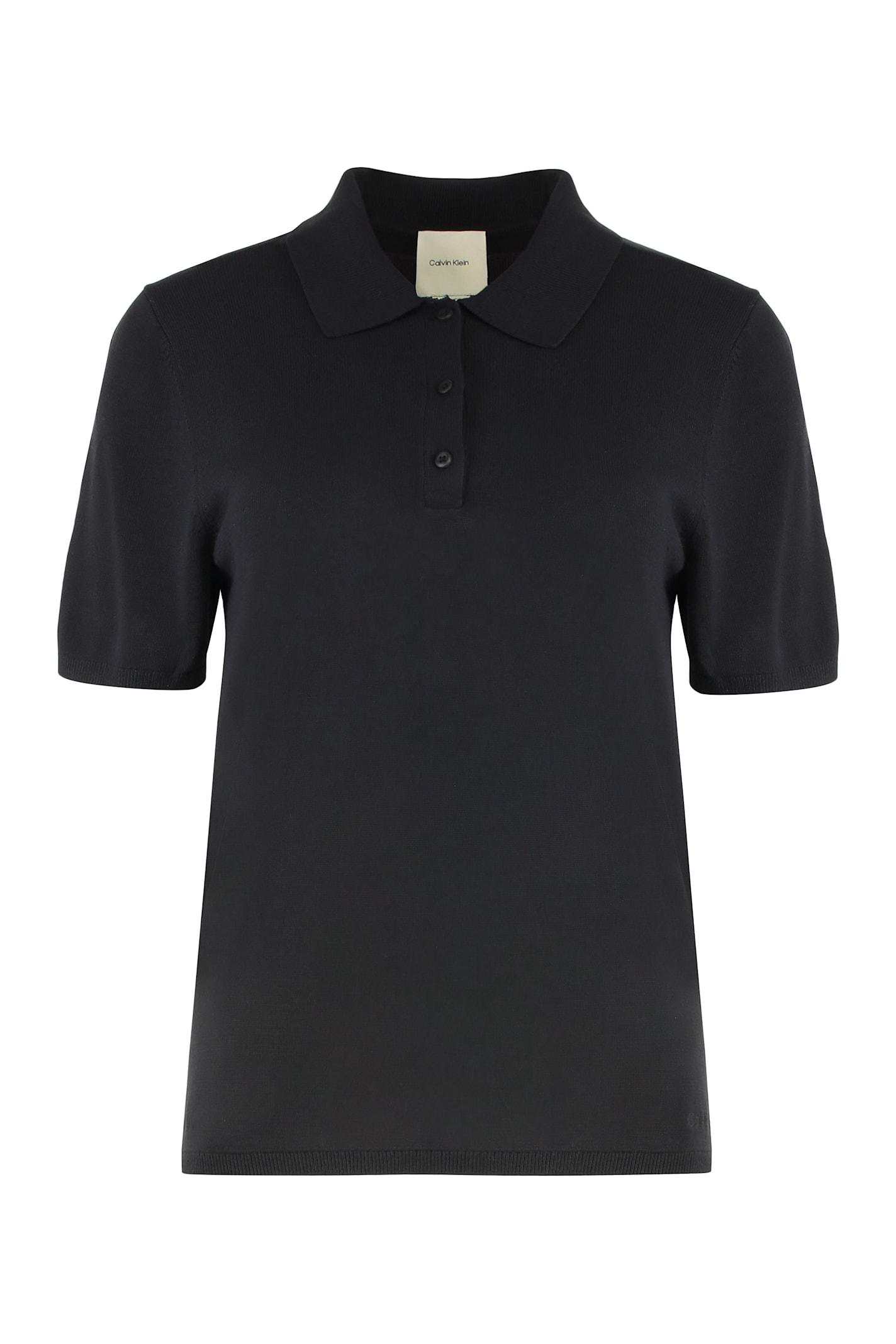 calvin klein knitted viscose polo shirt