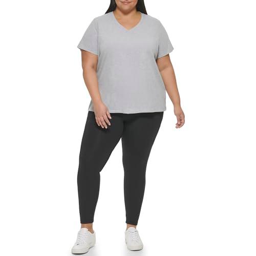 calvin klein performance women's plus size soft everyday short sleeve t-shirt, pearl grey heather, 1x