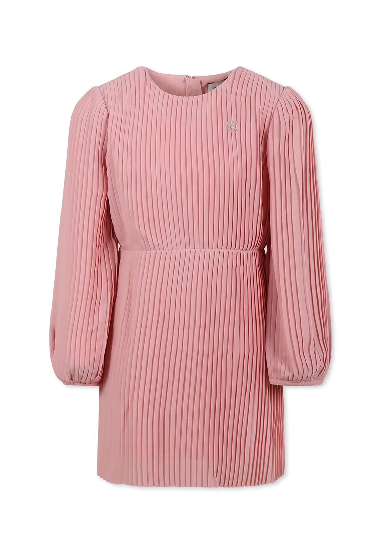 calvin klein pink dress for girl with logo
