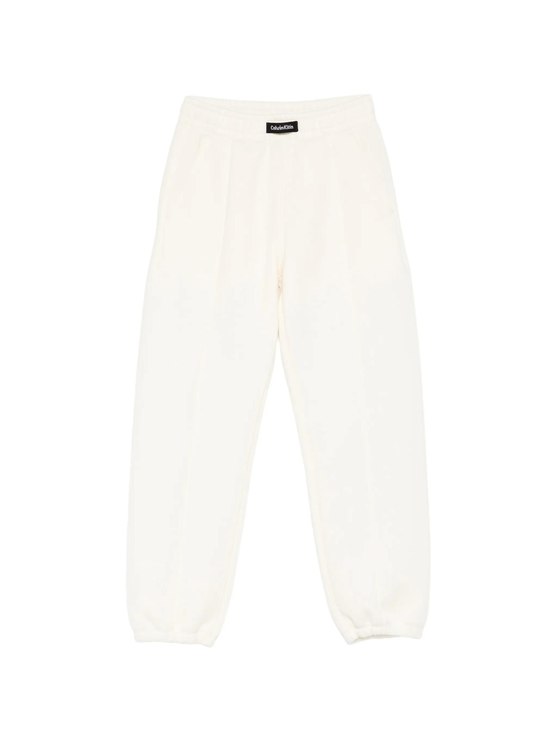 calvin klein relaxed scuba jogger white pantaloni - women