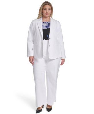 calvin klein two button cotton jacket wide leg cotton pant