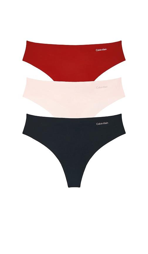 calvin klein underwear calvin klein thong 3 packs in red,black.
