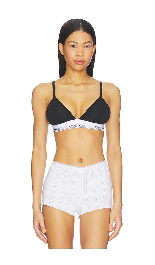 calvin klein underwear lightly lined triangle bra in black.