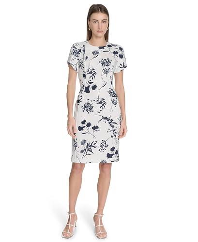 calvin klein women's dress, cream/indigo, 4