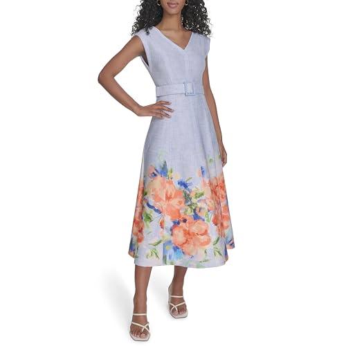 calvin klein women's dress, papaya multi, 6