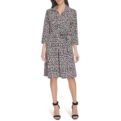 calvin klein women's dresses dress, bk/stony beige mlt, 8