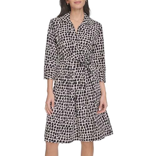 calvin klein women's dresses dress, bk/stony beige mlt, 8