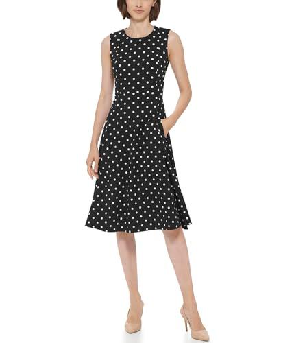 calvin klein women's dresses dress, black/white, 14