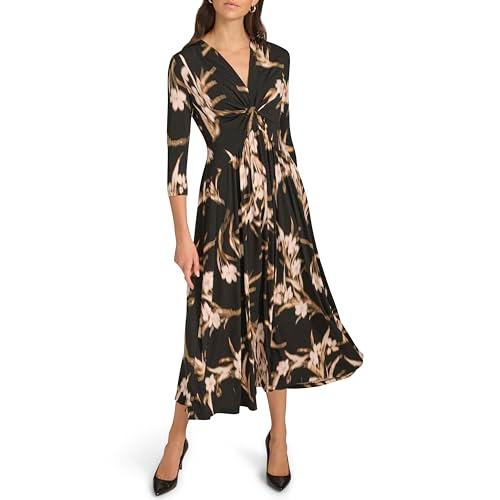 calvin klein women's dresses dress, blk/oyster multi, 8