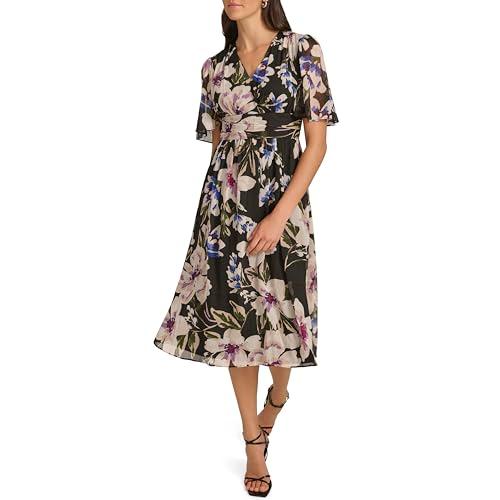 calvin klein women's dresses dress, blk multi, 14