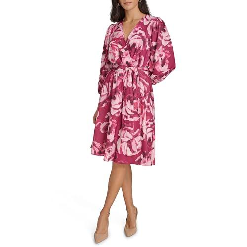 calvin klein women's dresses dress, mulberry multi, 16
