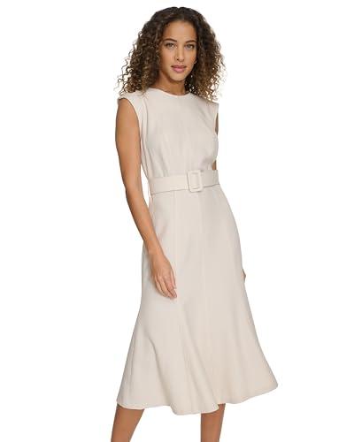 calvin klein women's dresses dress, stn beige/cream, 4