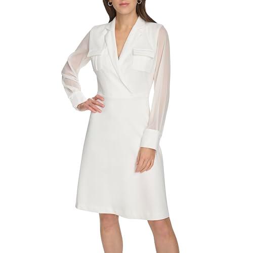 calvin klein women's dresses dress, wht/wht, 8