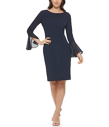 calvin klein women's dresses sheath dress, indigo, 4