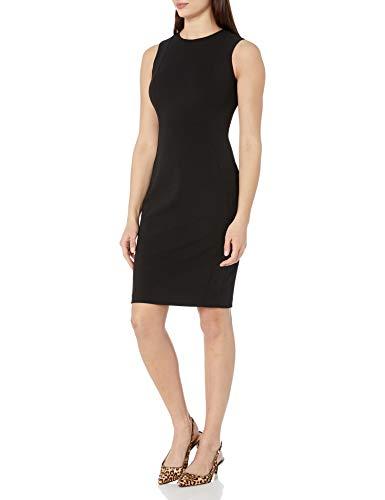 calvin klein women's scuba crepe sleeveless princess seam sheath dress, slight black, 10