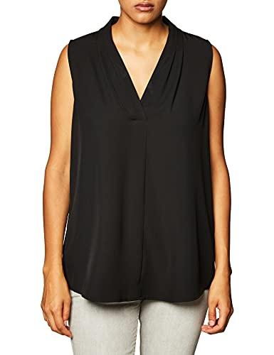 calvin klein women's sleeveless blouse with inverted pleat (regular and plus sizes), black, x-small