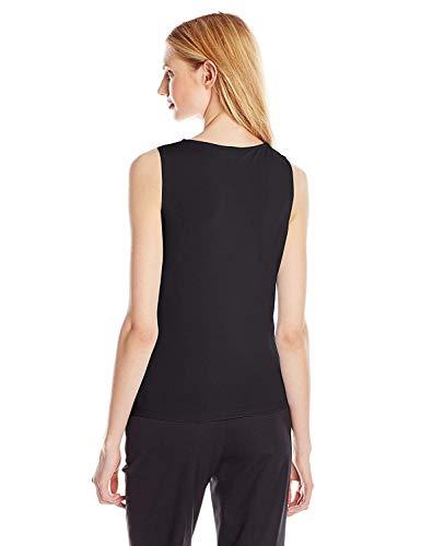 calvin klein women's sleeveless draped neck suiting blouse, deep black, l