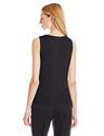 calvin klein women's sleeveless draped neck suiting blouse, deep black, l