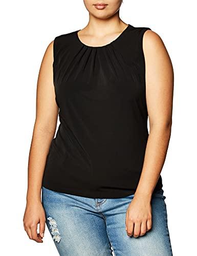 calvin klein women's sleeveless high neck suiting blouse, deep black, s