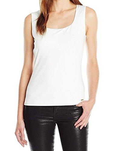 calvin klein women's sleeveless tank suiting blouse, eggshell, l