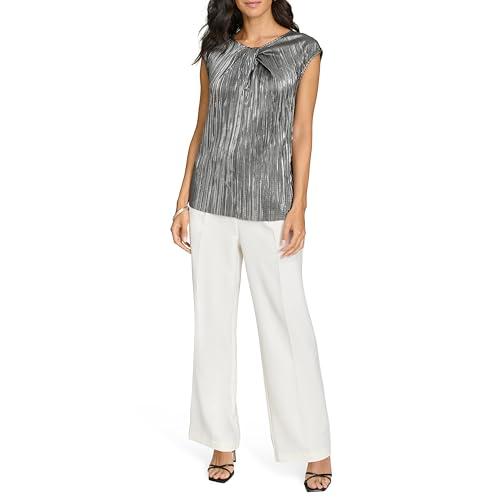 calvin klein women's sportswear blouse,gunmetal,small