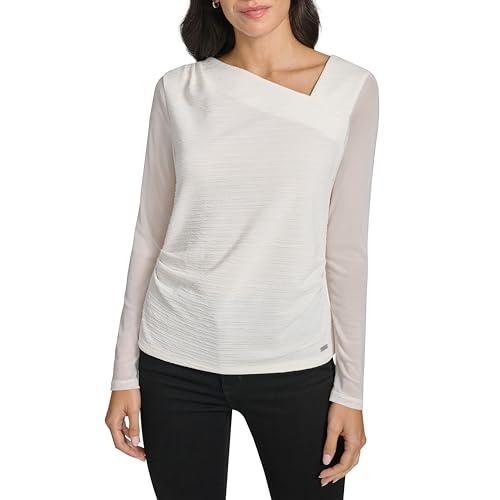 calvin klein women's sportswear top, cream, medium