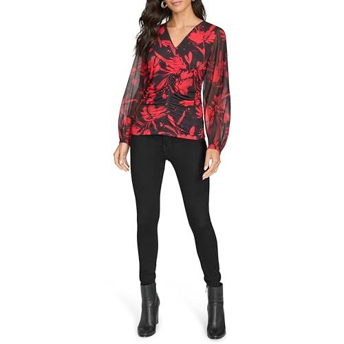 calvin klein women's sportswear top,black/red,large