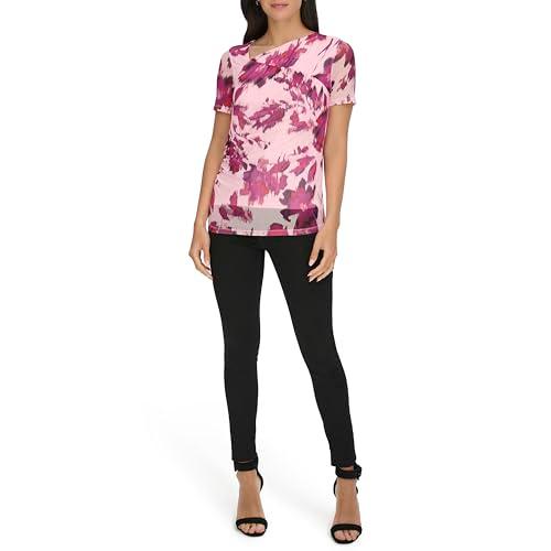 calvin klein women's sportswear top,pale pink/pink,l