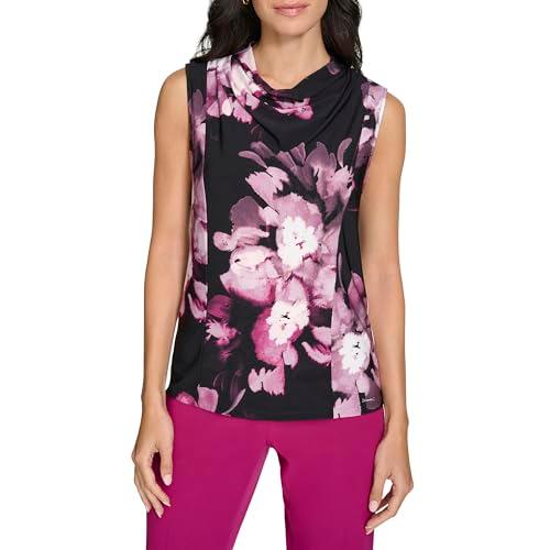 calvin klein women's suits knit top,black multi, large