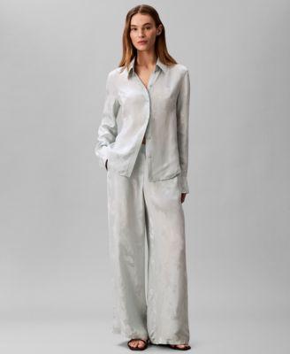 calvin klein womens button down pull on pants