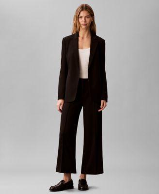 calvin klein womens crepe travel blazer cropped wide leg pants