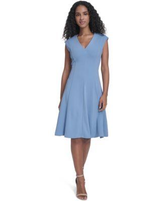 calvin klein womens crepe v neck dress